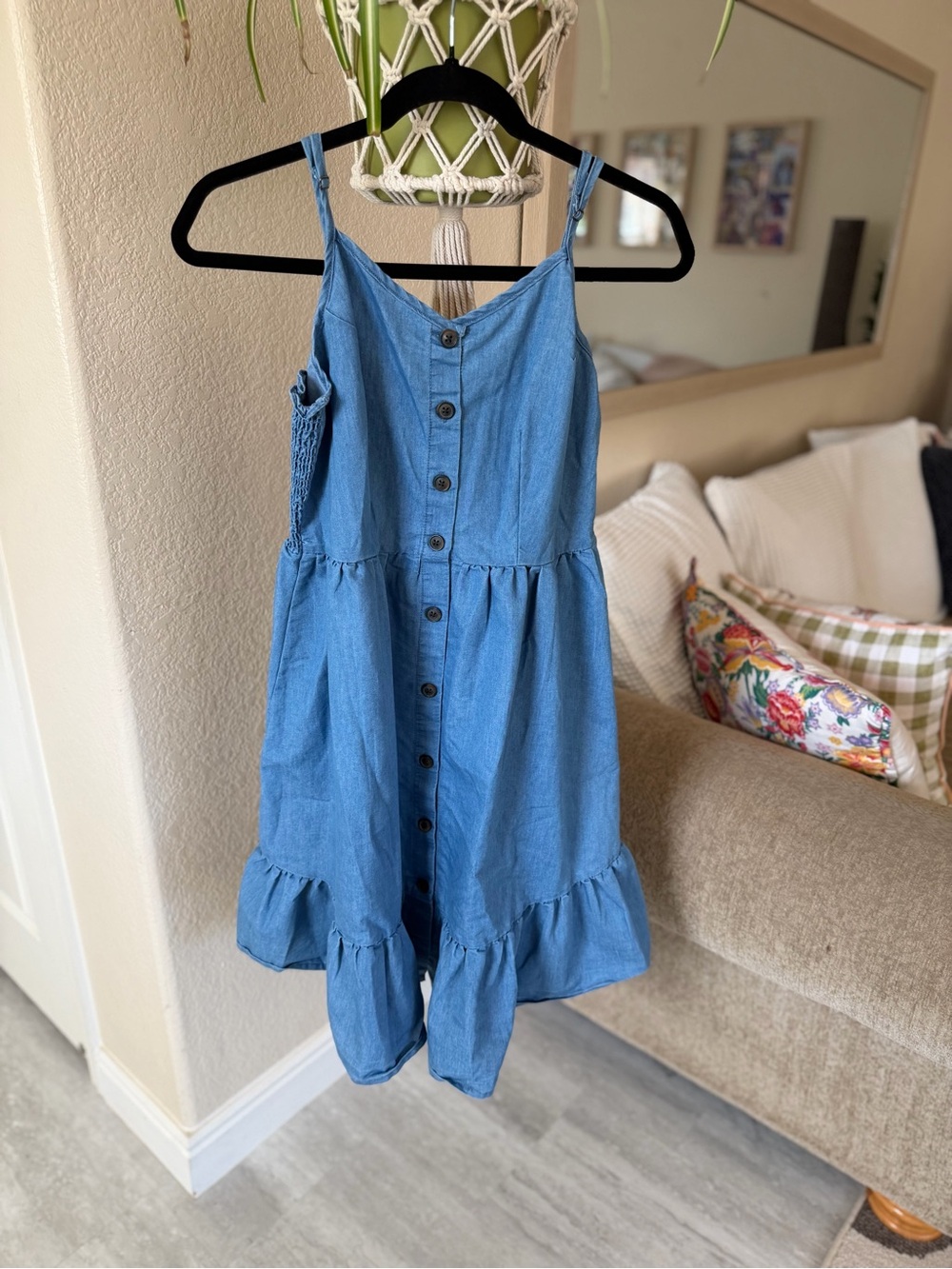 Japna Blue Button-Front Girls' Sundress Dress